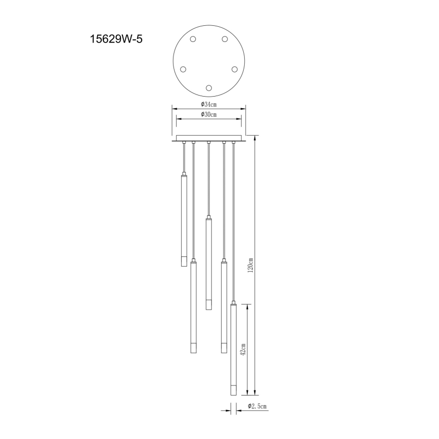 Globo - Kattokruunu johdossa 5xG9/4W/230V halkaisija 34 cm