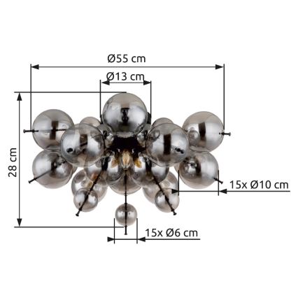 Globo - Kiinteä kattokruunu 3xE14/25W/230V halkaisija 55 cm musta