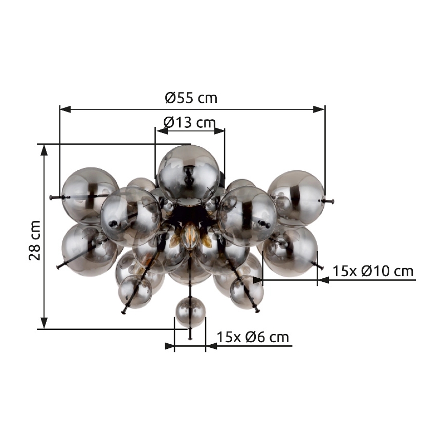 Globo - Kiinteä kattokruunu 3xE14/25W/230V halkaisija 55 cm musta
