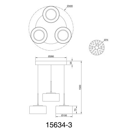 Globo - LED-kattokruunu johdossa 3xLED/8W/230V