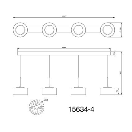Globo - LED-kattokruunu johdossa 4xLED/8W/230V
