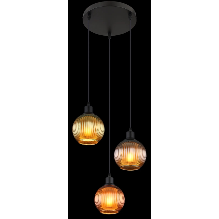 Globo - Kattokruunu johdossa 3xE27/25W/230V halkaisija 36 cm kupari/vihreä/sininen