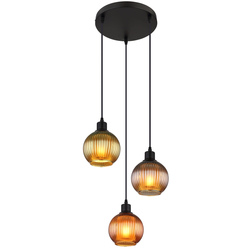 Globo - Kattokruunu johdossa 3xE27/25W/230V halkaisija 36 cm kupari/vihreä/sininen