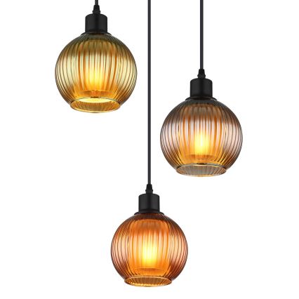 Globo - Kattokruunu johdossa 3xE27/25W/230V halkaisija 36 cm kupari/vihreä/sininen