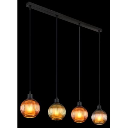 Globo - Kattokruunu johdossa 4xE27/25W/230V kupari/vihreä/sininen