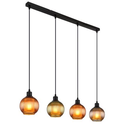 Globo - Kattokruunu johdossa 4xE27/25W/230V kupari/vihreä/sininen