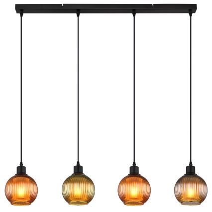 Globo - Kattokruunu johdossa 4xE27/25W/230V kupari/vihreä/sininen
