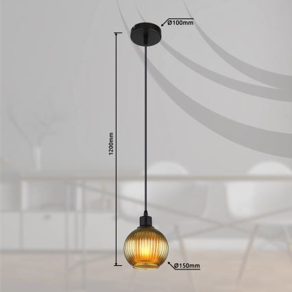 Globo - Kattokruunu johdossa 1xE27/25W/230V halkaisija 15 cm vihreä