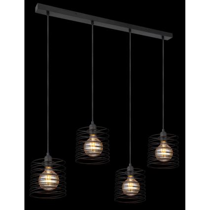 Globo 15640-4H - Riippuvalaisin kaapelilla TILLY 4xE27/60W/230V musta