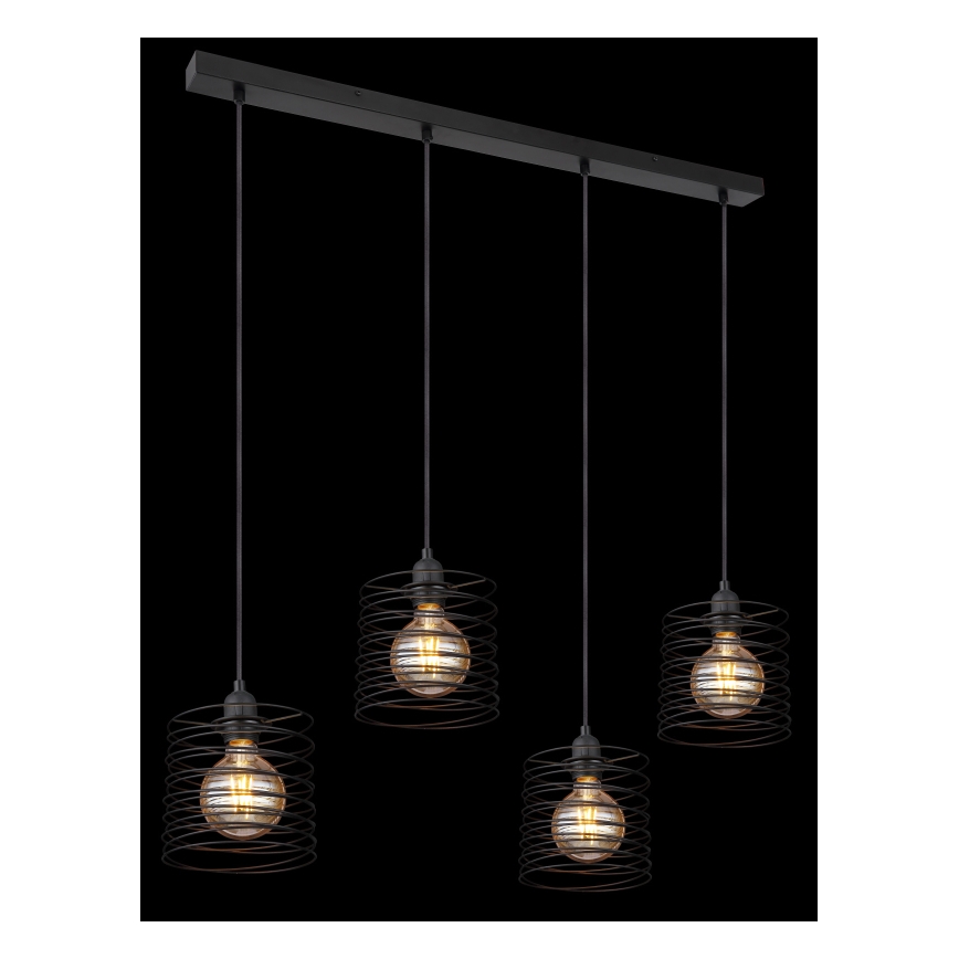 Globo 15640-4H - Riippuvalaisin kaapelilla TILLY 4xE27/60W/230V musta