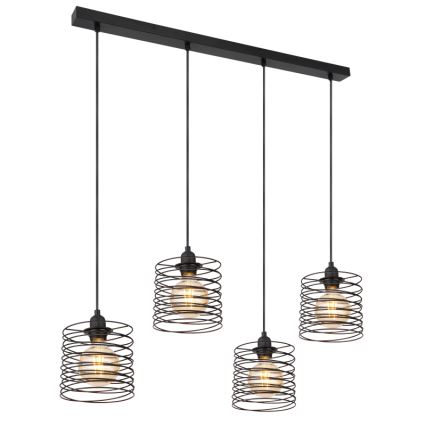 Globo 15640-4H - Riippuvalaisin kaapelilla TILLY 4xE27/60W/230V musta