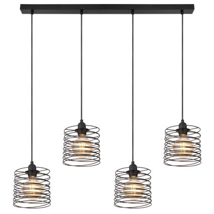 Globo 15640-4H - Riippuvalaisin kaapelilla TILLY 4xE27/60W/230V musta