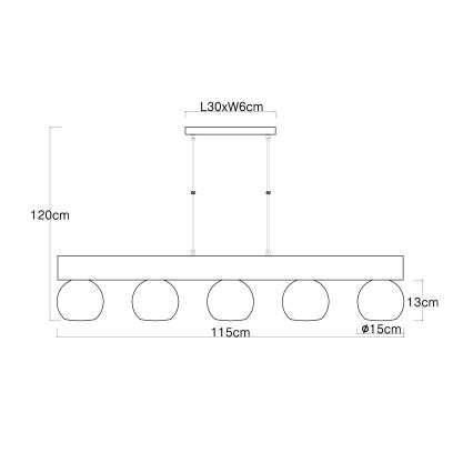 Globo - Ripustettava kattovalaisin 5xE27/40W/230V