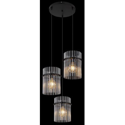 Globo - Kattokruunu johdossa 3xE27/60W/230V halkaisija 47 cm musta