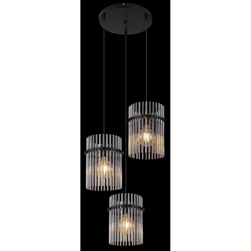 Globo - Kattokruunu johdossa 3xE27/60W/230V halkaisija 47 cm musta