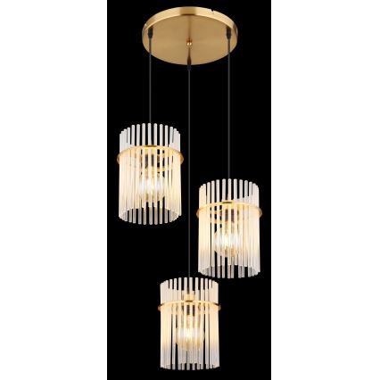 Globo - Kattokruunu johdossa 3xE27/60W/230V halkaisija 47 cm kulta