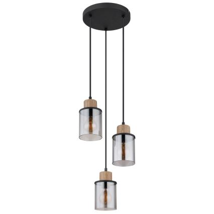 Globo - Kattokruunu johdossa 3xE27/15W/230V halkaisija 27 cm tammi