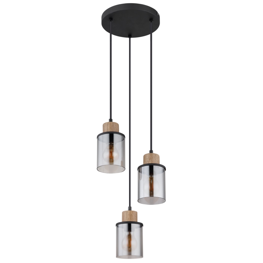 Globo - Kattokruunu johdossa 3xE27/15W/230V halkaisija 27 cm tammi