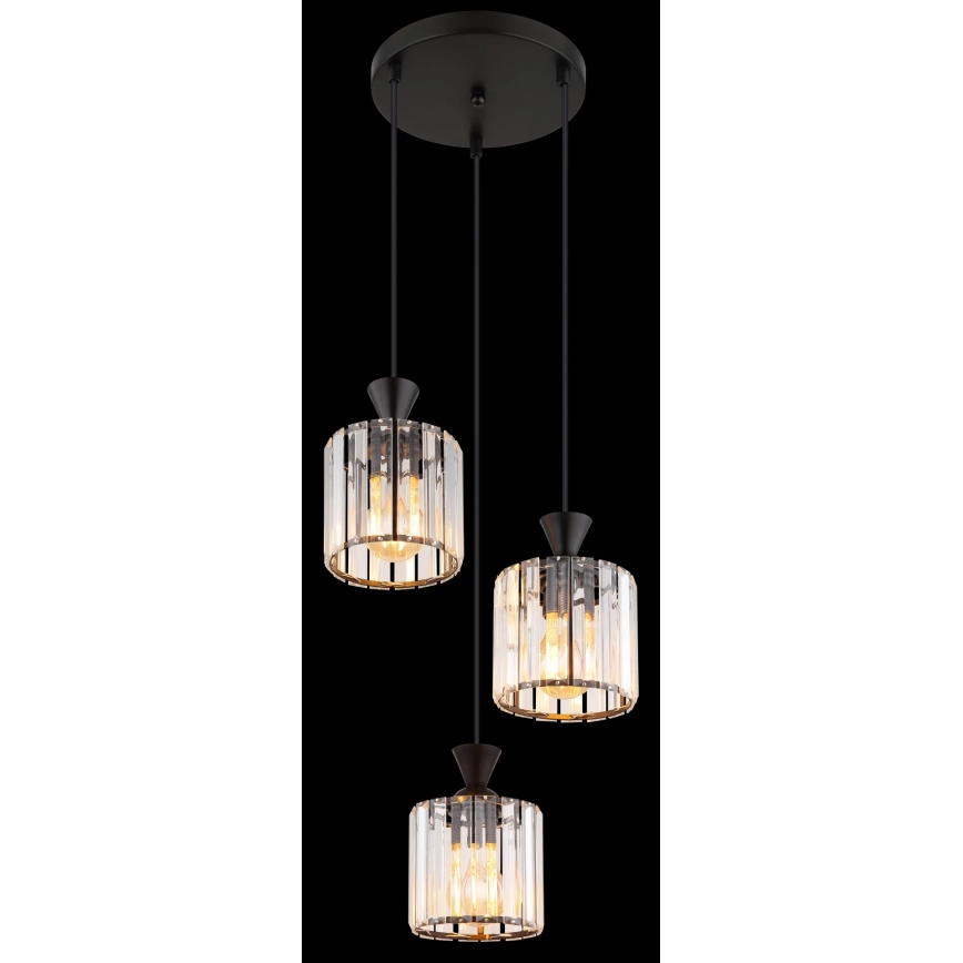 Globo - Kattokruunu johdossa 3xE27/60W/230V halkaisija 32 cm musta