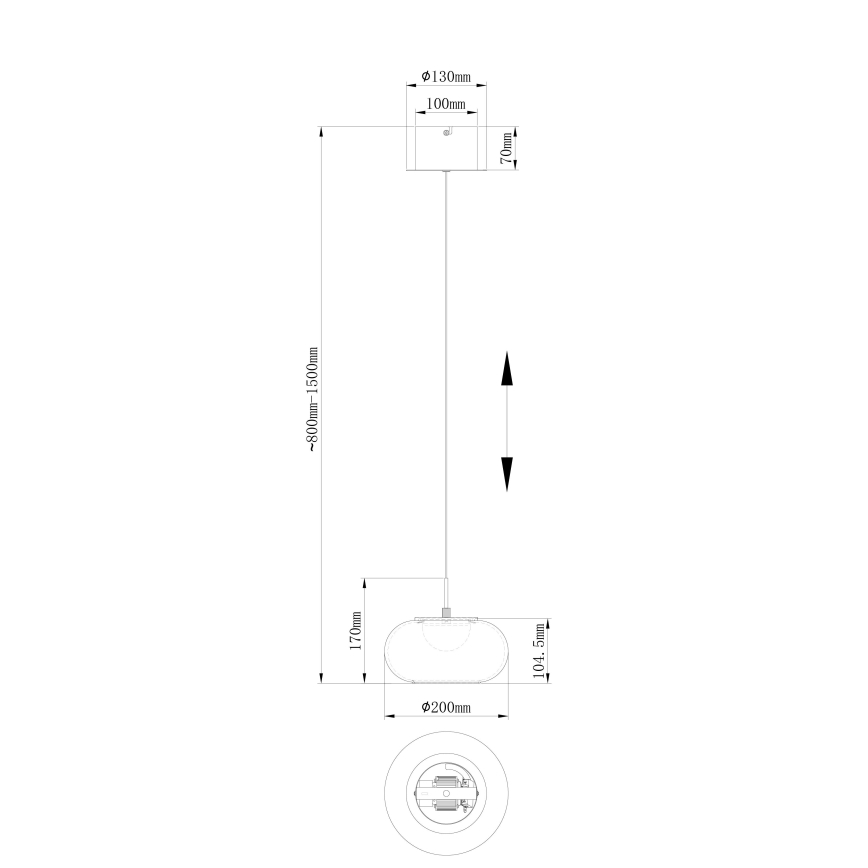 Globo - LED-kattokruunu johdossa LED/6W/230V musta
