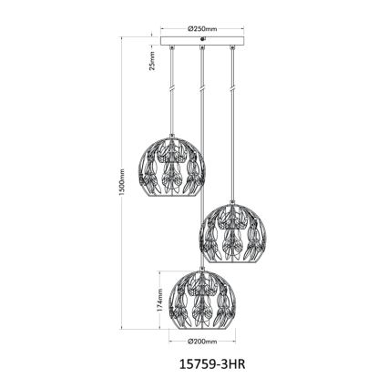 Globo - Kattokruunu johdossa 3xE27/40W/230V halkaisija 41 cm