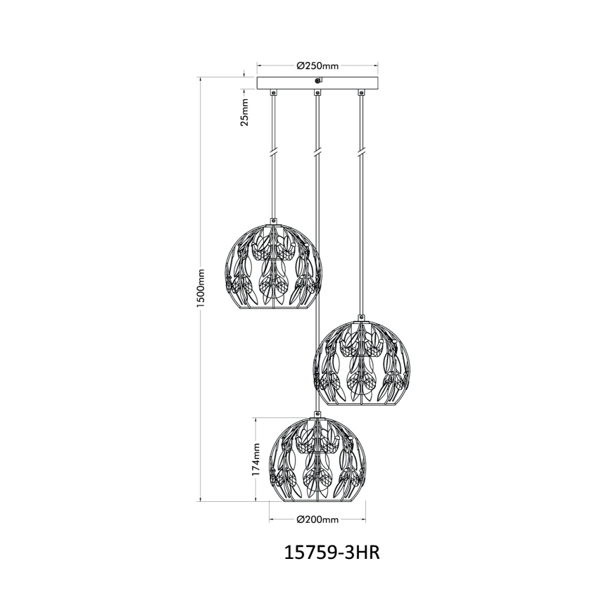 Globo - Kattokruunu johdossa 3xE27/40W/230V halkaisija 41 cm