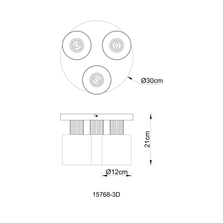 Globo - Kiinteä kattokruunu 3xE27/25W/230V musta halkaisija 30 cm