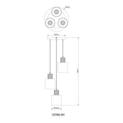 Globo - Kattokruunu johdossa 3xE27/25W/230V musta halkaisija 30 cm