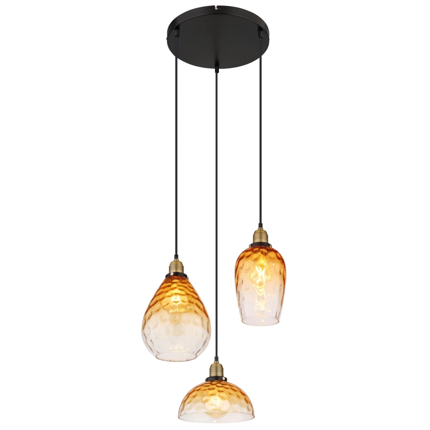 Globo - Kattokruunu johdossa 3xE27/60W/230V halkaisija 46 cm oranssi