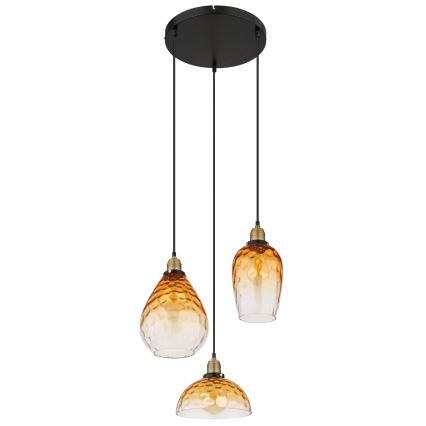 Globo - Kattokruunu johdossa 3xE27/60W/230V halkaisija 46 cm oranssi