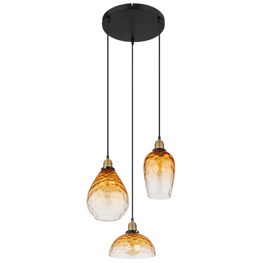 Globo - Kattokruunu johdossa 3xE27/60W/230V halkaisija 46 cm oranssi