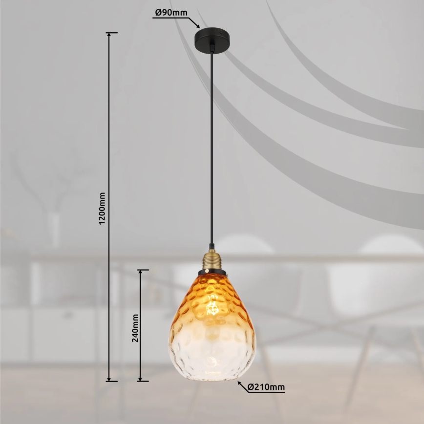 Globo - Kattokruunu johdossa 1xE27/60W/230V halkaisija 21 cm oranssi