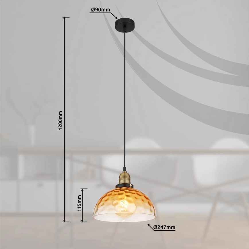 Globo - Kattokruunu johdossa 1xE27/60W/230V halkaisija 25 cm oranssi