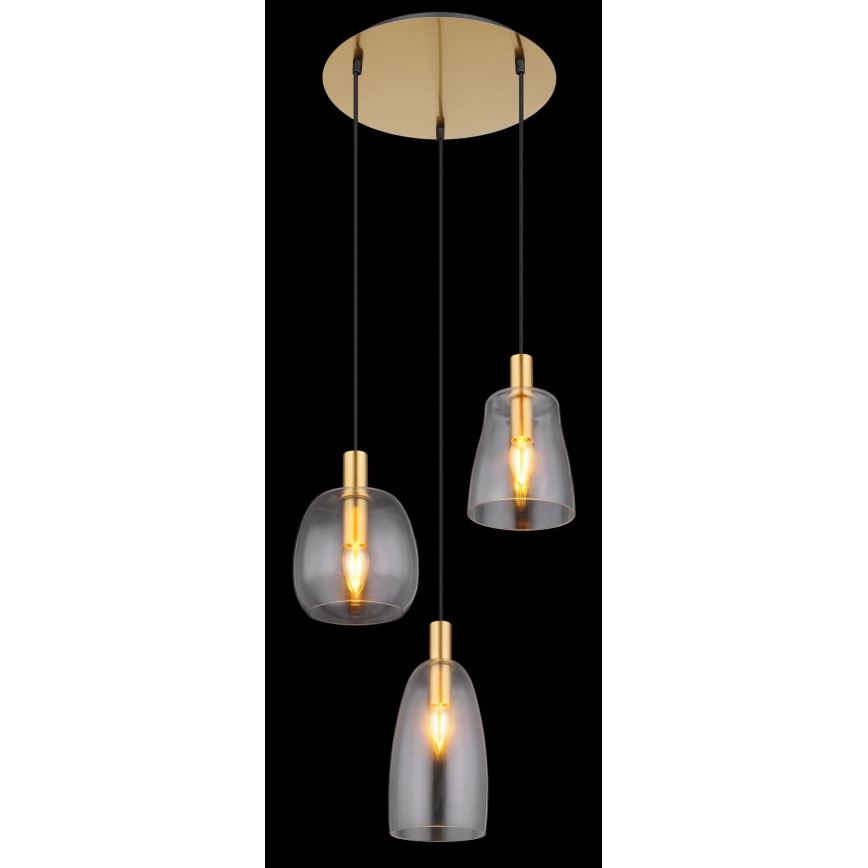 Globo - Kattokruunu johdossa 3xE14/40W/230V halkaisija 43 cm messinki