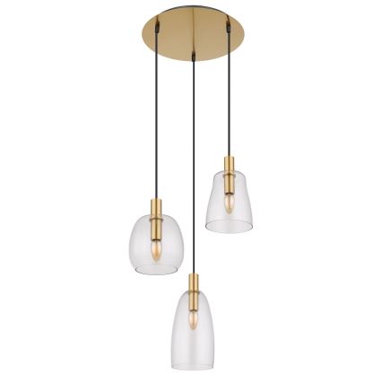 Globo - Kattokruunu johdossa 3xE14/40W/230V halkaisija 43 cm messinki