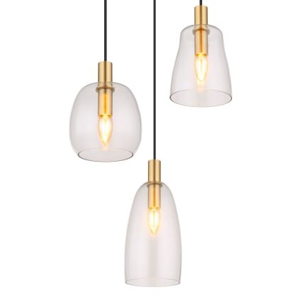 Globo - Kattokruunu johdossa 3xE14/40W/230V halkaisija 43 cm messinki