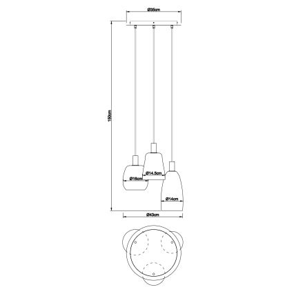 Globo - Kattokruunu johdossa 3xE14/40W/230V halkaisija 43 cm messinki