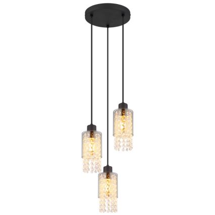 Globo - Kattokruunu johdossa 3xE27/40W/230V halkaisija 25 cm musta