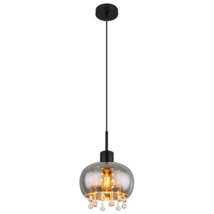 Globo - Kattokruunu johdossa 1xE27/9W/230V halkaisija 21 cm musta