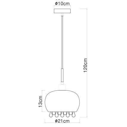 Globo - Kattokruunu johdossa 1xE27/9W/230V halkaisija 21 cm musta