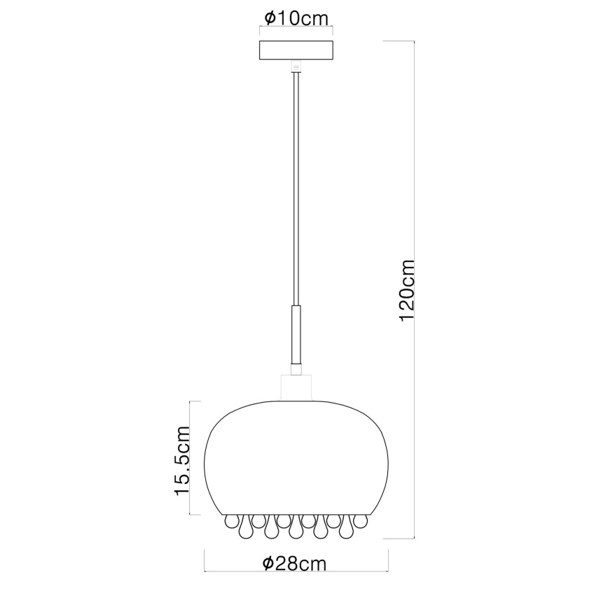 Globo - Kattokruunu johdossa 1xE27/9W/230V halkaisija 28 cm musta
