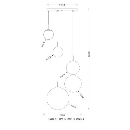 Globo - Kattokruunu johdossa 5xE27/40W/230V halkaisija 65 cm