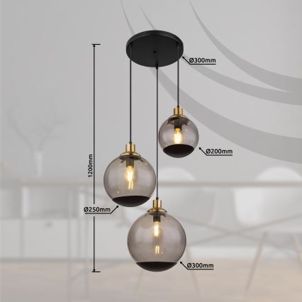 Globo - Kattokruunu johdossa 3xE27/40W/230V