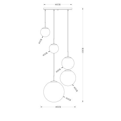 Globo - Kattokruunu johdossa 5xE27/40W/230V halkaisija 65 cm