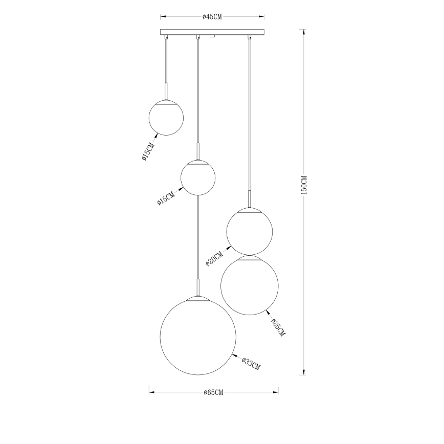 Globo - Kattokruunu johdossa 5xE27/40W/230V halkaisija 65 cm