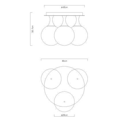Globo - Kiinteä kattokruunu 3xE27/10W/230V halkaisija 46 cm musta