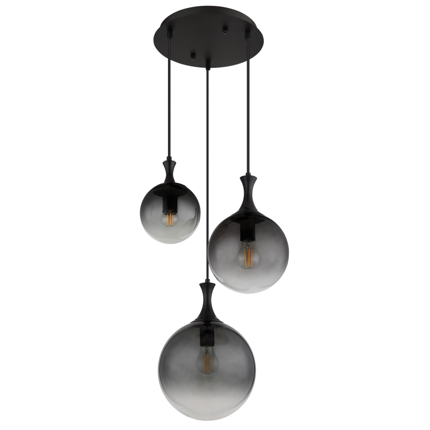 Globo - Kattokruunu johdossa 3xE27/10W/230V halkaisija 48 cm musta