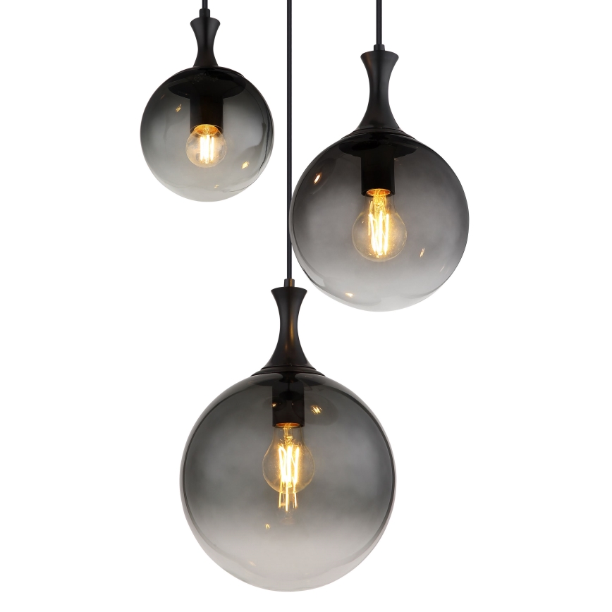 Globo - Kattokruunu johdossa 3xE27/10W/230V halkaisija 48 cm musta