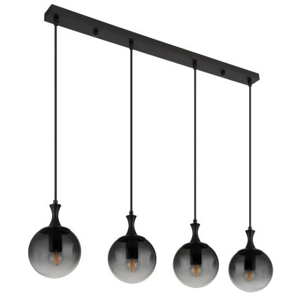 Globo - Kattokruunu johdossa 4xE27/10W/230V musta
