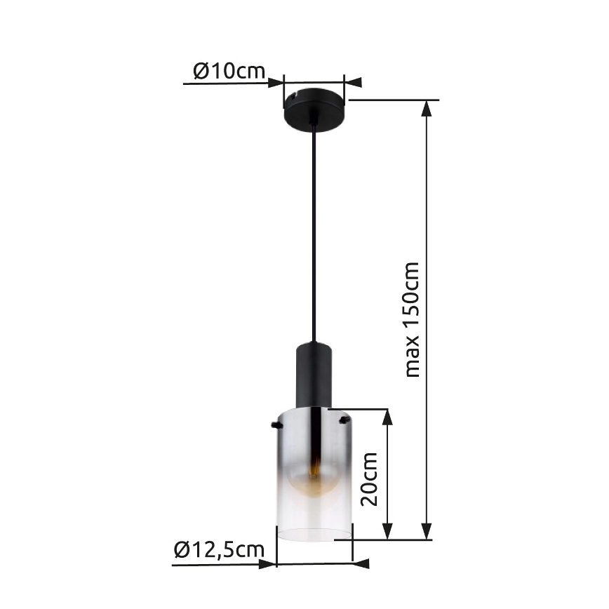 Globo - Kattokruunu johdossa 1xE27/40W/230V halkaisija 12,5 cm musta